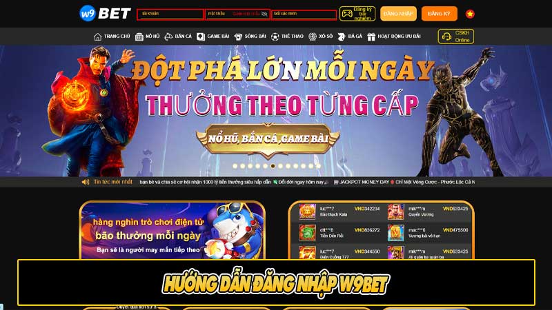 Hướng dẫn đăng nhập W9bet